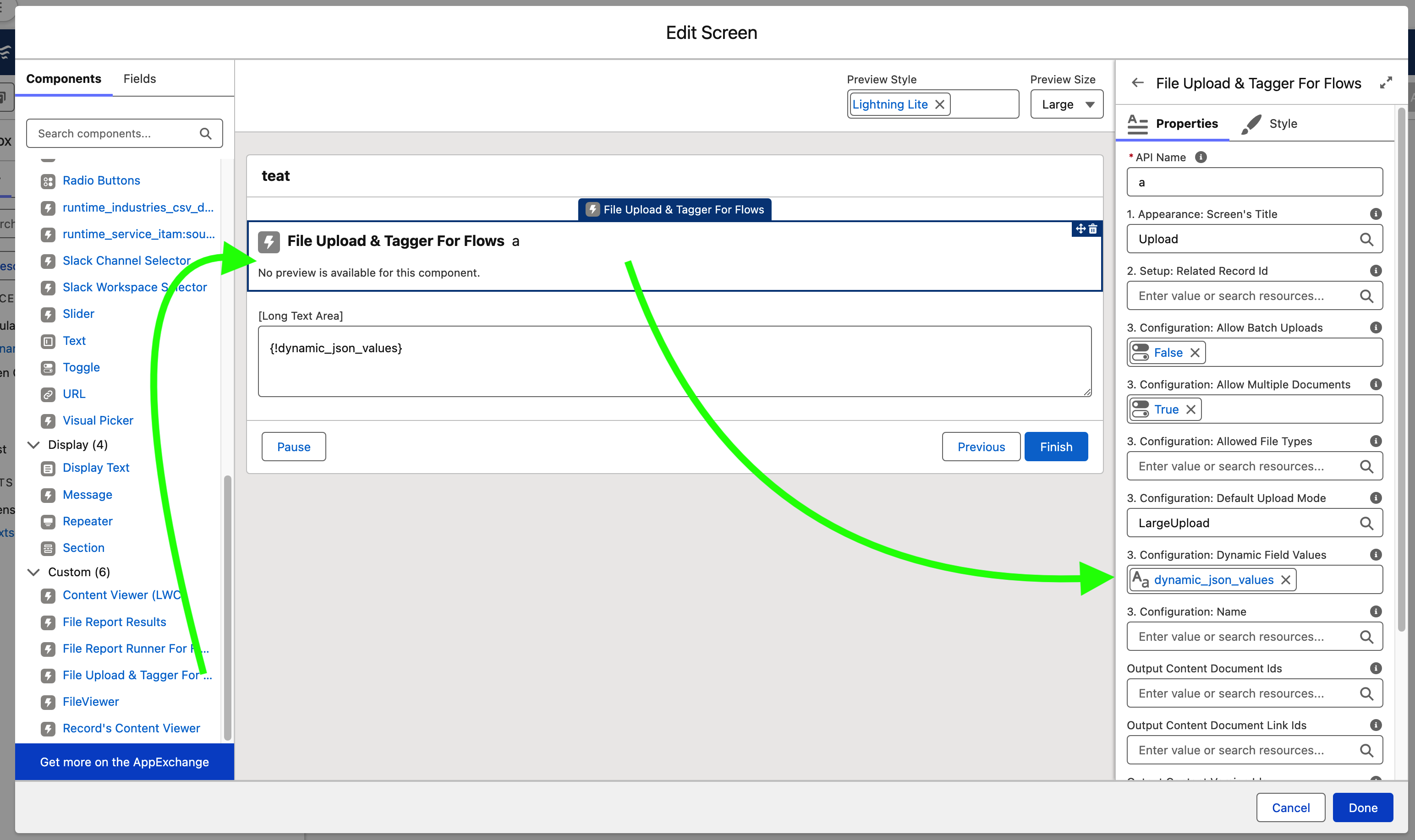 Image of setting component attribute