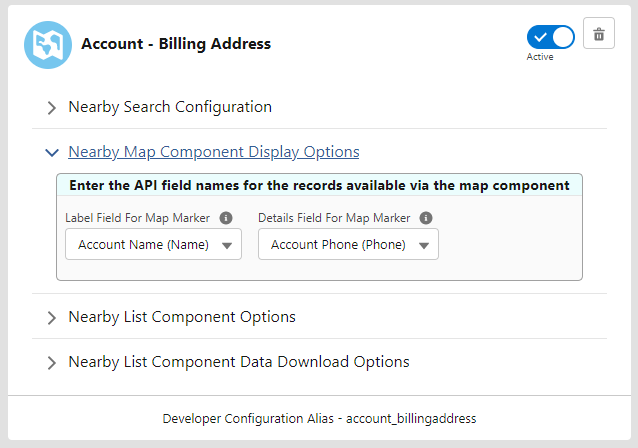 Nearby Map Display Options
