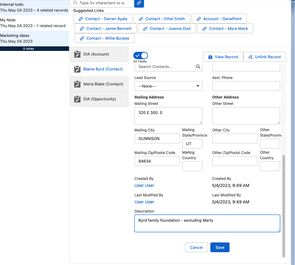 Edit Records in one place