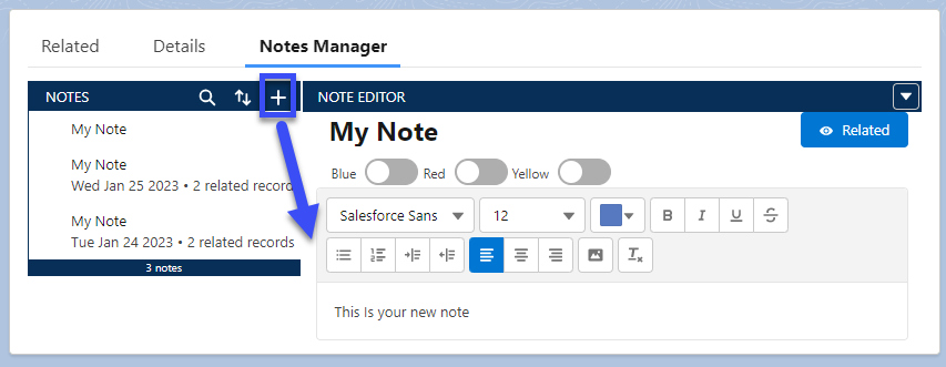 Quick Start New Note Creation